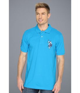U.S. Polo Assn Solid Polo with Tonal Pony Mens Short Sleeve Knit (Blue)
