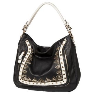 Melie Hobo Handbag with Silver Studs   Black