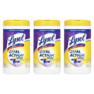 LYSOL Dual Action Disinfectant Wipes   CITRUS, 75 Count, 3 Pack