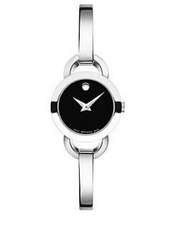 Movado Rondiro Mini Stainless Steel Bangle Bracelet Watch/Black   Silver Black