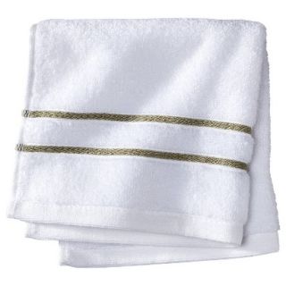 Fieldcrest Luxury Wash Cloth   White/Green Stripe