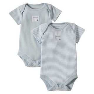 Burts Bees Baby Newborn Boys Organic 2 Pack Short sleeve Bodysuit Set   Blue