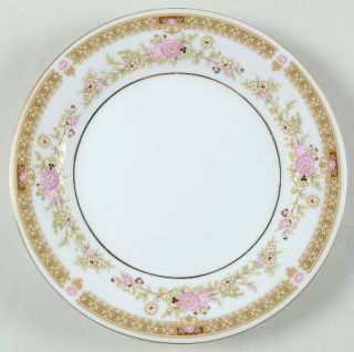 China Pearl Gigi Salad Plate, Fine China Dinnerware   Pink & Yellow Flowers, Gre