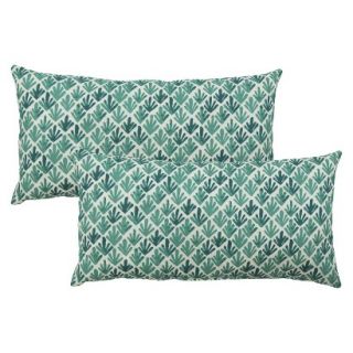 Threshold 2 Piece Outdoor Lumbar Pillow Set   Turquoise Frond