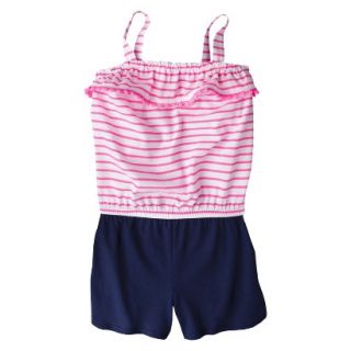Circo Infant Toddler Girls Sleeveless Striped Romper   Pink/Navy 3T