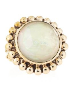 Rock Crystal Mother of Pearl Round Ring