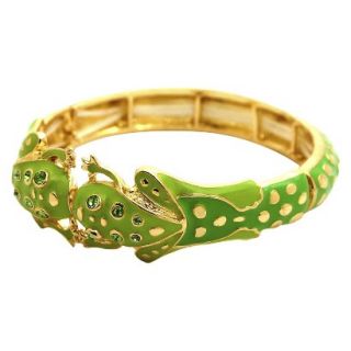 Womens Fashion Frog Cuff Bracelet   Gold/Green