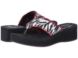 Roper Glitter Zebra Print Wedge Sandal Womens Wedge Shoes (Black)