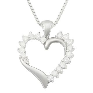 CT. T.W. Diamond 10K White Gold Heart Pendant, Womens