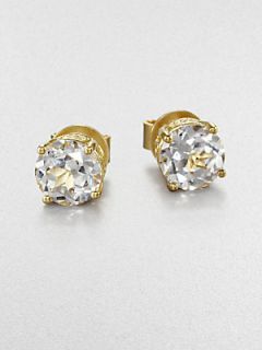 MIJA White Sapphire Stud Earrings/Gold   Gold