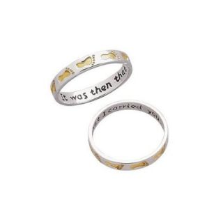 Sterling Silver Two Tone Footprints Ring 11