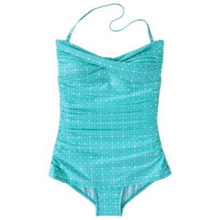 Clean Water Womens Polka Dot Swim Dress  Aqua XL