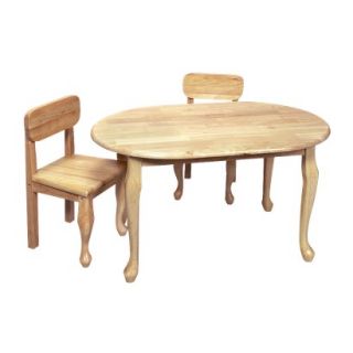 Kids Table and Chair Set Queen Anne Oval Table and 2 Chairs   Natural