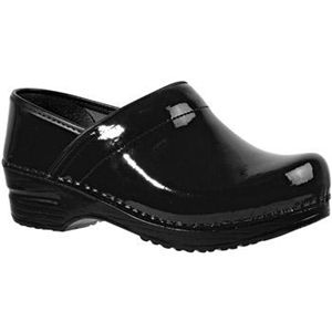 Sanita Clogs Mens Professional Narrow Patent Black Shoes, Size 44 N   457312M 02
