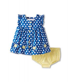 le top Darling Ducks Dot Dress and Panty   3 D Daisies Girls Sets (Blue)