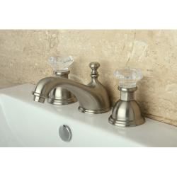 Crystal Handle/ Satin Nickel Widespread Bathroom Faucet