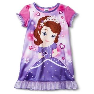 Disney Sofia the First Toddler Girls Short Sleeve Nightgown   Purple 4T