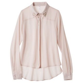 Xhilaration Juniors Studded Collar Button Up Shirt   Bare Pink S(3 5)