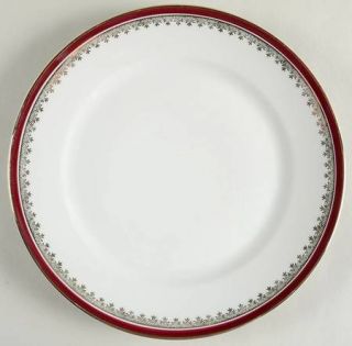 Chalfonte Chateau Dinner Plate, Fine China Dinnerware   Red Band, Gold Floral De