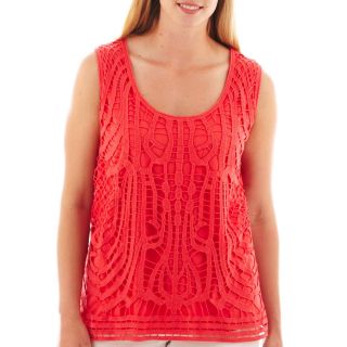 A.N.A Lace Front Tank Top   Plus, Scarlet Ibis, Womens