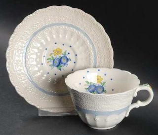 Spode Old Concord Blue (Jewel) Flat Cup & Saucer Set, Fine China Dinnerware   Je