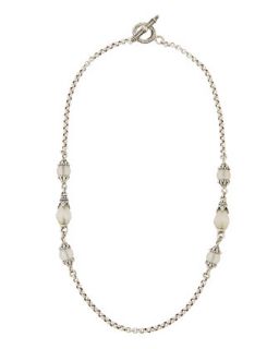 Floral & Beaded Frosted Crystal Necklace