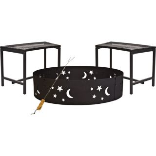 CobraCo Evening Sky Fire Ring Kit   Includes Fire Ring, 2 Benches and Grilling