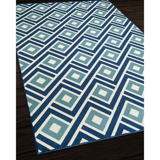 Indoor/ Outdoor Blue Blocks Rug (86 X 130)