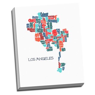 Los Angeles Typography Map Wall Art
