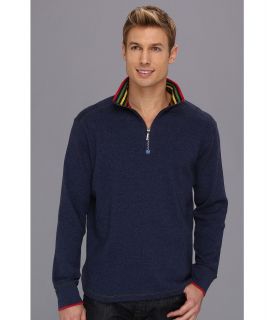 Robert Graham Eli 1/4 Zip Mock Neck Pullover Mens Long Sleeve Pullover (Navy)