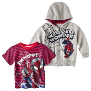 Spider Man Infant Toddler Boys Tee Shirt and Hoodie Set   Gray 5T