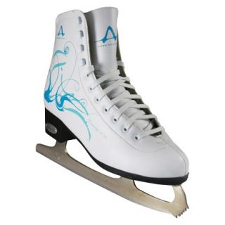 American Ladies Figure Skate   White with Turquoise (10)