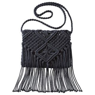 Mossimo Supply Co. Weave Crossbody Handbag with Fringe   Black