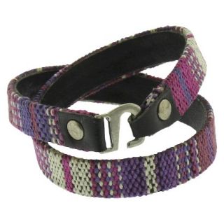 Womens Woven Wrap Bracelet with Simulated Leather   Purple