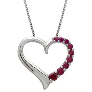 Created Ruby Heart Pendant In Sterling Silver (18)