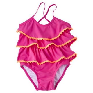 Circo Infant Toddler Girls Ruffle 1 Piece Swimsuit   Pink 9 M