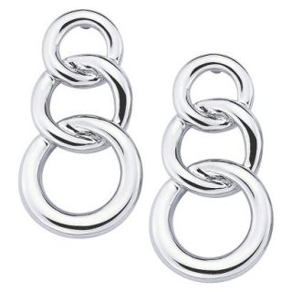 She Sterling Silver Three Round Links Earrings Silver