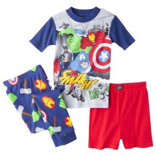Avengers Boys 3 Piece Short Sleeve Pajama Set   Blue 8