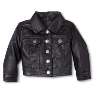 Dollhouse Infant Toddler Girls Faux Leather Jacket   Black 3T