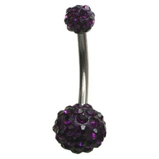 Womens Supreme Jewelry Curved Barbell Belly Ring with Stones   Silver/Purple