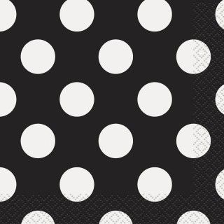 Black and White Dots Beverage Napkins (16)