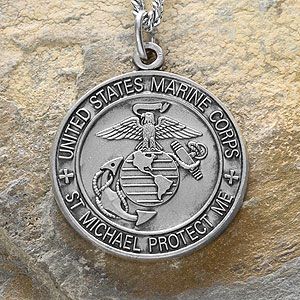 Personalized St. Michael Military Medallion Pendant   Marines