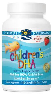 Nordic Naturals   Childrens DHA Strawberry 250 mg.   180 Chewable Softgels