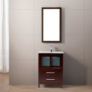 Vigo 24 inch Alessandro Single Bathroom Vanity with Mirror   Wenge
