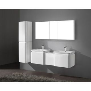 Madeli Euro 60 Double Bathroom Vanity with Integrated Basins   Glossy White
