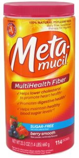 Metamucil   MultiHealth Fiber 100% Natural Psyllium Husk Sugarfree Berry Smooth   23.3 oz.
