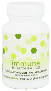 Immune Health Basics   Beta Glutan with Wellmune WGP Immune Support 500 mg.   60 Capsules