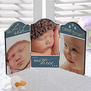 Personalized Triplet Baby Photo Plaques   We Made A Wish