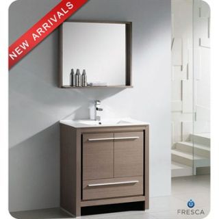 Fresca Allier 30 Gray Oak Modern Bathroom Vanity with Mirror