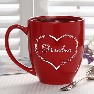 Always Loved Personalized Red Heart Coffee Mugs